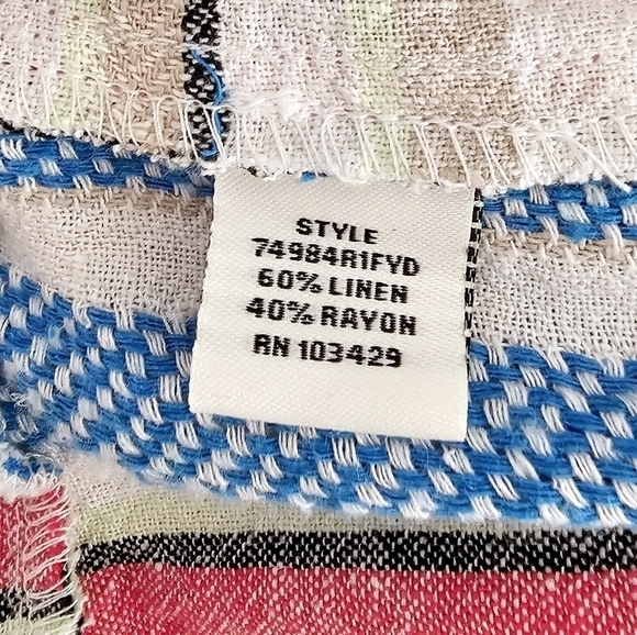 New! Caffe Marrakesh Linen Stripes Pull On Straight Leg Cropped Casual Pants - Picture 11 of 13